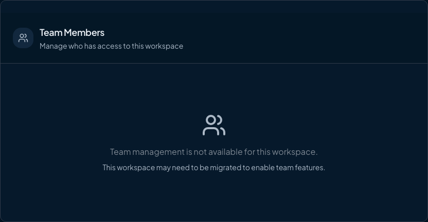 Team management interface